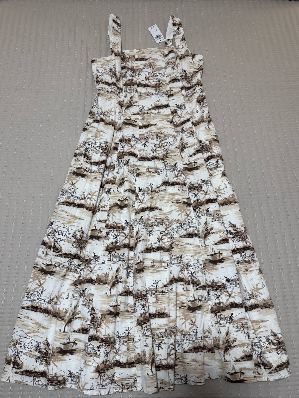 Abercrombie & Fitch Cream and Brown Scenic Print Maxi Dress